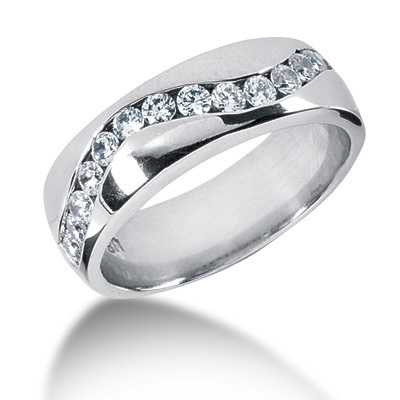 0.90 ct. Round Cut Curve Channel Set Diamond Man Band