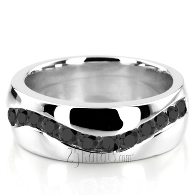 Curve Channel Set Black Diamond Men's Ring (1.00ct. t.w.)