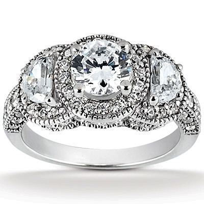 Half Moon Halo Set Diamond Engagement Ring (0.55 ct. t.w.)
