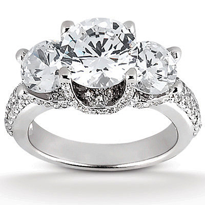 Three Stone Engagement Ring with Diamond Accents (0.71 ct. t.w.)
