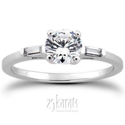 Three Stone Baguette Diamond Engagement Ring (0.12 t.c.w.)