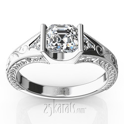 Tension Set Antique Design Engagement Ring (0.03ct. tw.)