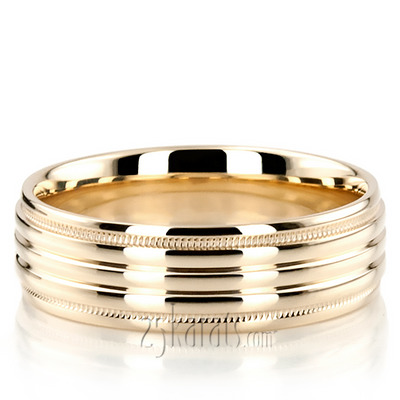 Shiny Incised Basic Carved Wedding Band