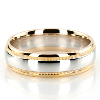 Simple Round Diamond Carved Wedding Ring