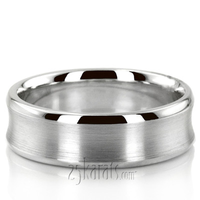 Concave Satin Finish Basic Carved Wedding Band 