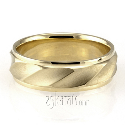 Satin Finish Ridged Designer Wedding Band 