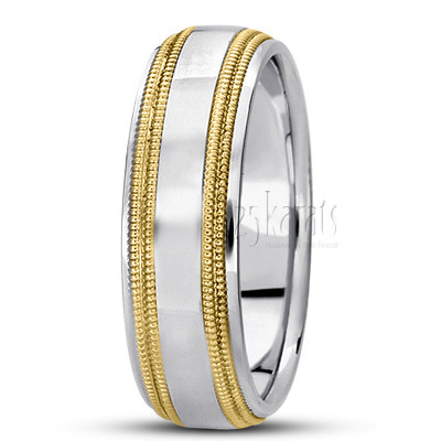 Fine Milgrain Carved Design Wedding Band 