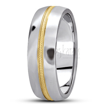 Center Milgrain Carved Design Wedding Ring