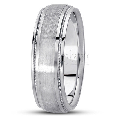 Incised Satin Finish Basic Carved Wedding Band 