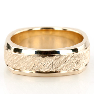 Basic Carved Square Wedding Band