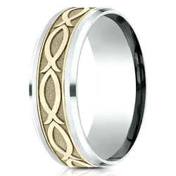 Benchmark 8mm Drop Bevel Ichthys Design Band