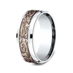 Benchmark 8mm Comfort Fit Victorian Floral Design Band