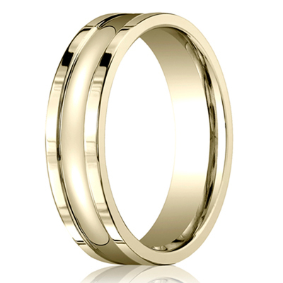 Benchmark 6mm Comfort-Fit Squared Edge Carved Design Band