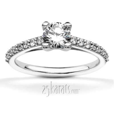 Contemporary Shared Prong  Engagement Ring 