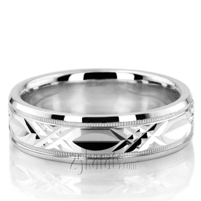 Modern Beveled Edge Wedding Band