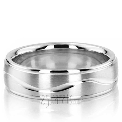 Simple Wave Design Diamond Cut Wedding Ring 