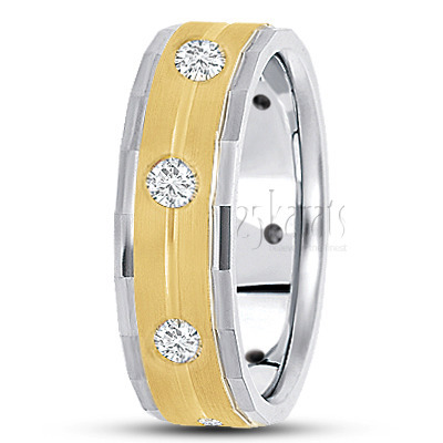 Angular Cut Edge Diamond Wedding Band