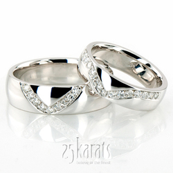 V-Set Diamond Wedding Ring Set