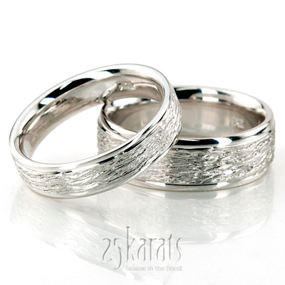 Rough Two-Tone Basic Designer Wedding Band Set