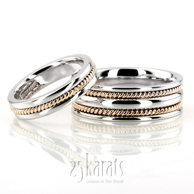 Braided Handcrafted Wedding Band Set