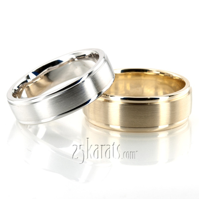 Classic Round Satin Finish Wedding Band Set