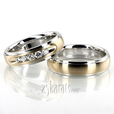 Step Edge Dome Diamond Wedding Band Set