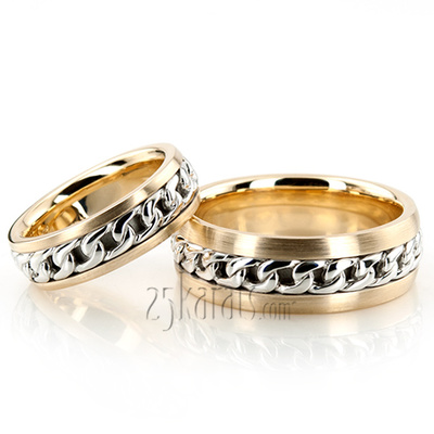 Gorgeous Chain Braid Handmade Wedding Band Set