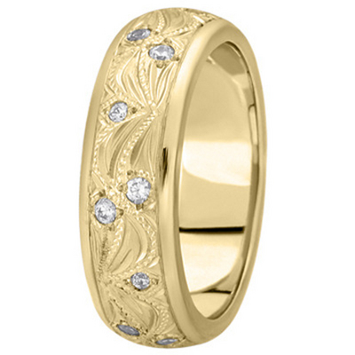 Pave Set Floral Diamond Wedding Band