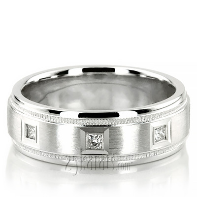 Step Edge Diamond Wedding Band