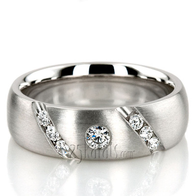 Double-Channel Set Diamond Wedding Band 