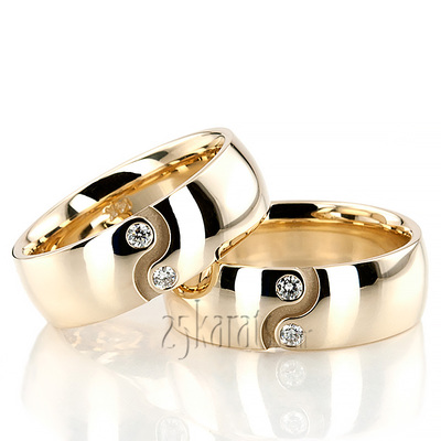 Yin-Yang Diamond Wedding Ring Set