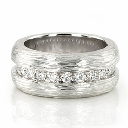 Rough Cut Finish Diamond Wedding Band