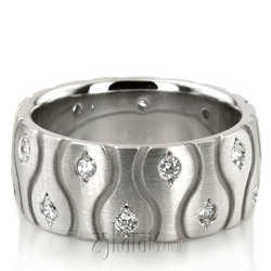 Symmetrical Wave Cut Diamond Wedding Ring