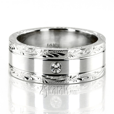 Floral Design Diamond Wedding Band