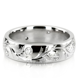 Chic Diamond Floral Wedding Band