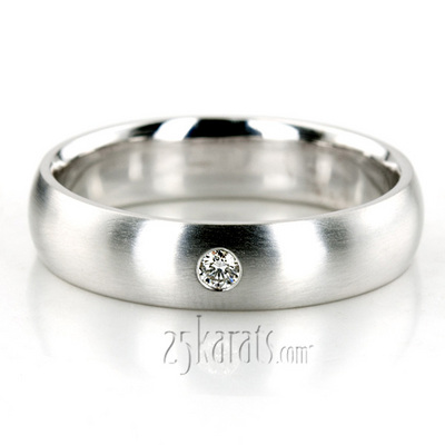 High Polished Solitaire Diamond Wedding Band 