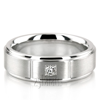 Solitary Step Edge Diamond Wedding Band 