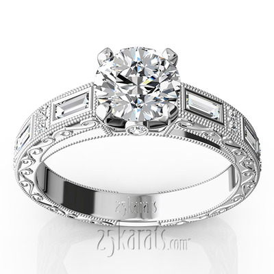 Nostalgic Engraving Design Engagement Ring (1/2 ct. t.w.) 