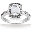 Halo Style bead Set Emerald Cut Center Diamond Engagement Ring ( 0.45 ct. tw.)