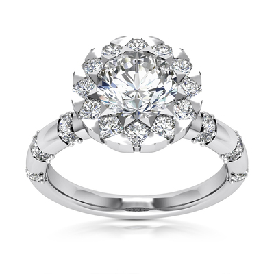 Wrap Set Halo Center Diamond Engagement Ring (1ct)