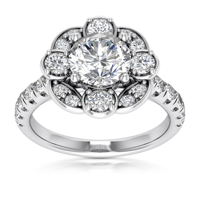 Flower Halo Diamond Engagement Ring (0.72ct)