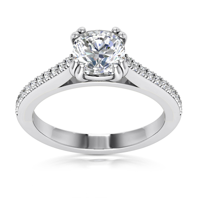 Double Prong Head Cathedral Style Diamond Engagement Ring (5.5x5.5mm)