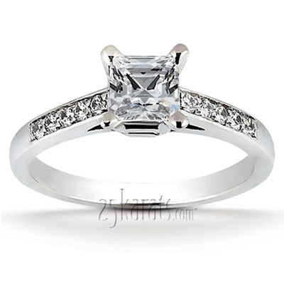 Classic Cathedral Princess Center Diamond Engagement Ring