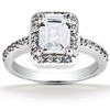 Halo Style bead Set Emerald Cut Center  Diamond Engagement Ring ( 0.34 ct. tw.)