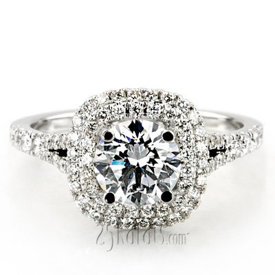 Scalloped Split Shank Diamond Engagement Ring (3/4 ct. t.w.)