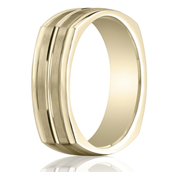 Benchmark 7mm Comfort-Fit Satin-Finished Center Cut Four-Sided Carved Design Band