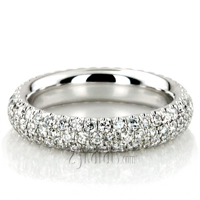 Micro Pave Set Three Row Diamond Eternity Wedding Band (0.90 ct. t.w.)