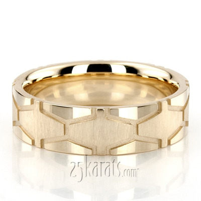 Deep X Cut Wedding Band