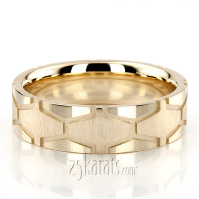 Deep X Cut Wedding Band