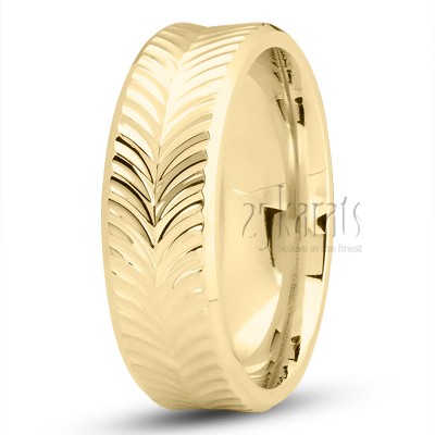 Symmetrical Carved Wedding Band